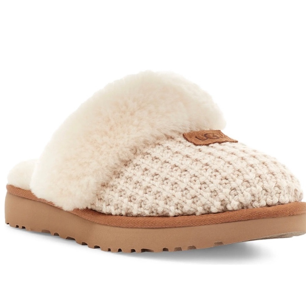 UGG® Women's Cream Cozy Knit Shearling Mule Slippers size 12 - Picture 2 of 11